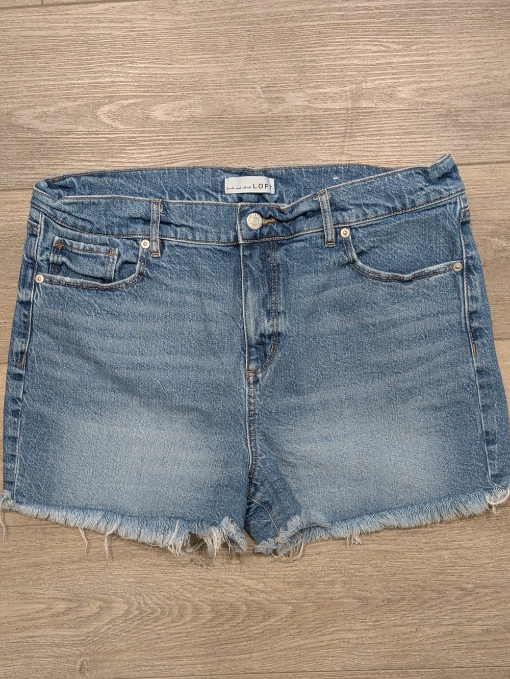 LOFT Light Blue Denim Frayed-Hem Jean Shorts